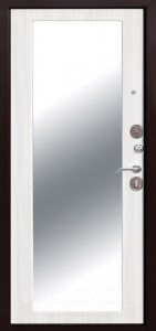 Металлическая дверь со звукоизоляцией и зеркалом цвет венге №20 - фото №2