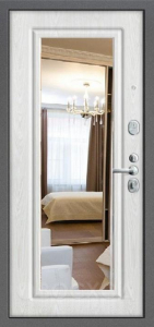 Железная трёхконтурная дверь с зеркалом №30 - фото №2