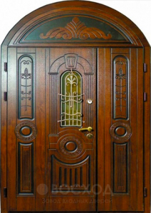Фото стальная дверь Арочная парадная дверь №123 с отделкой Массив дуба
