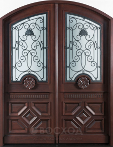 Фото стальная дверь Арочная парадная дверь №126 с отделкой Массив дуба